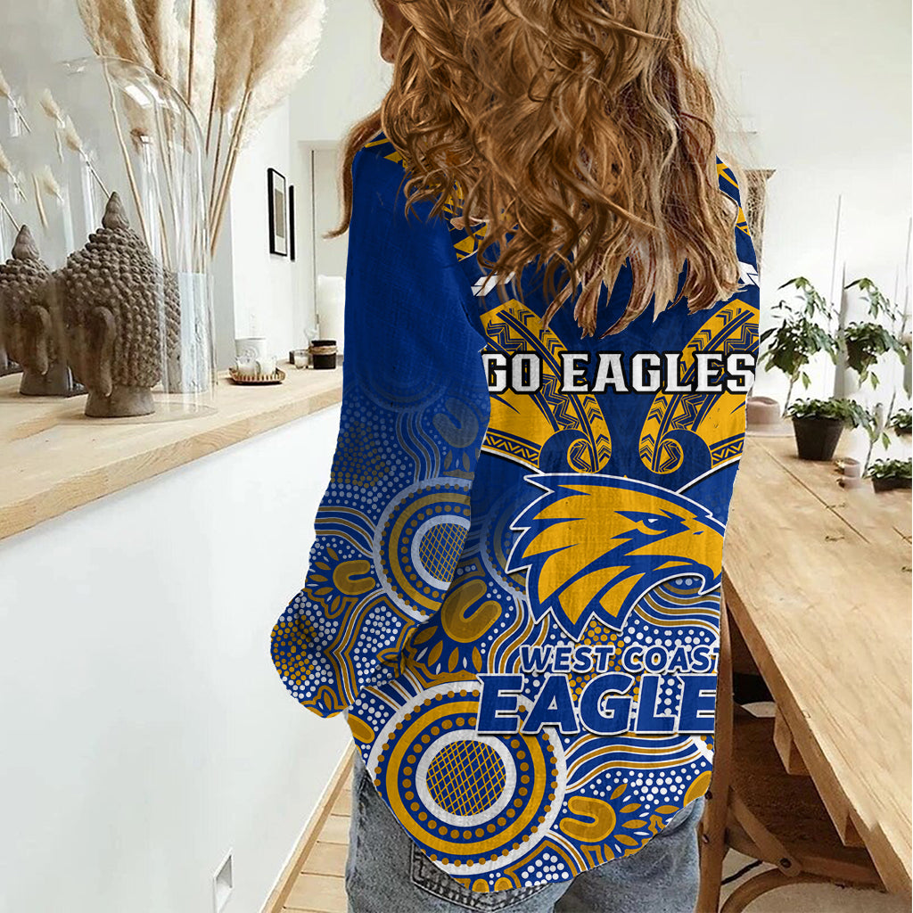 West Coast Football Women Casual Shirt Eagles Aboriginal Mix Polynesian Pattern LT14