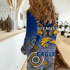 West Coast Football Women Casual Shirt Eagles Aboriginal Mix Polynesian Pattern LT14