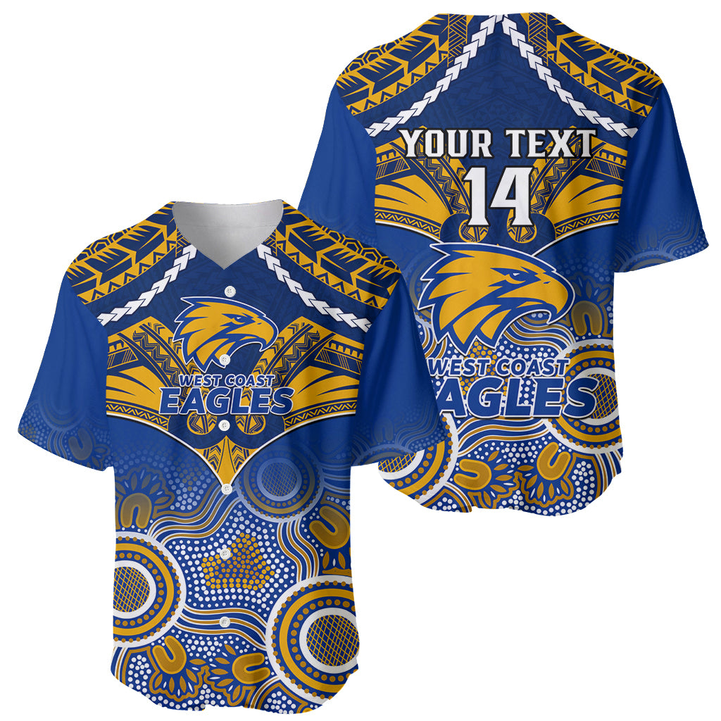 Personalised West Coast Football Baseball Jersey Eagles Aboriginal Mix Polynesian Pattern LT14