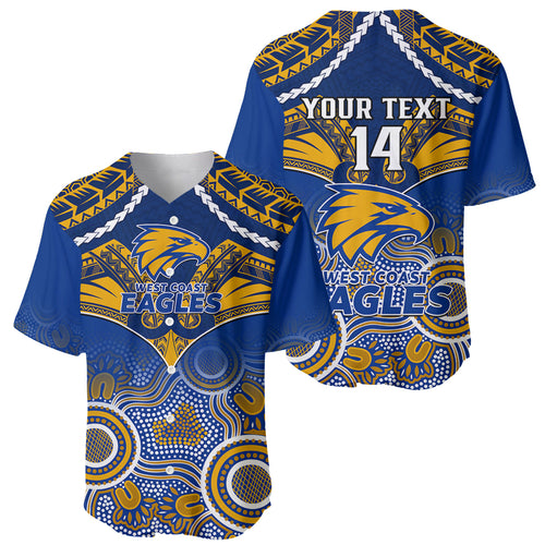 Personalised West Coast Football Baseball Jersey Eagles Aboriginal Mix Polynesian Pattern LT14