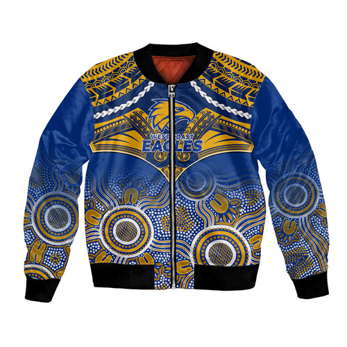 Personalised West Coast Football Bomber Jacket Eagles Aboriginal Mix Polynesian Pattern LT14