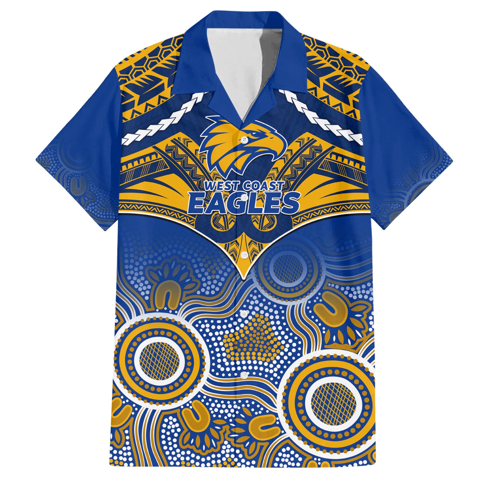 Personalised West Coast Football Hawaiian Shirt Eagles Aboriginal Mix Polynesian Pattern LT14