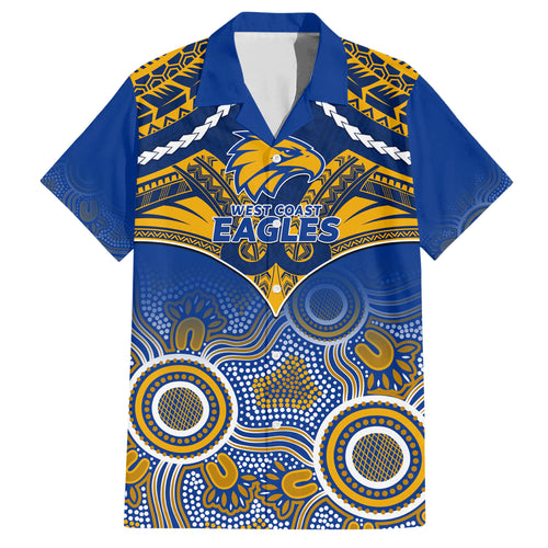 Personalised West Coast Football Hawaiian Shirt Eagles Aboriginal Mix Polynesian Pattern LT14