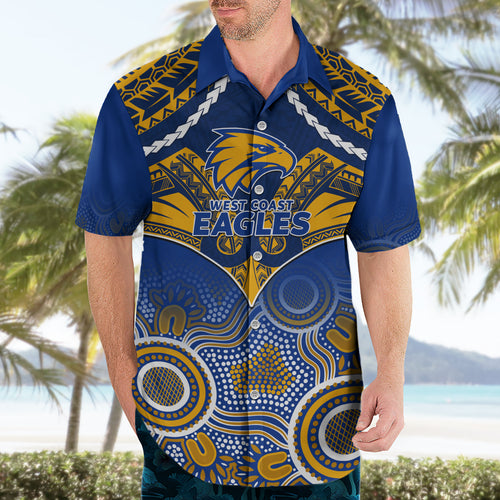 Personalised West Coast Football Hawaiian Shirt Eagles Aboriginal Mix Polynesian Pattern LT14