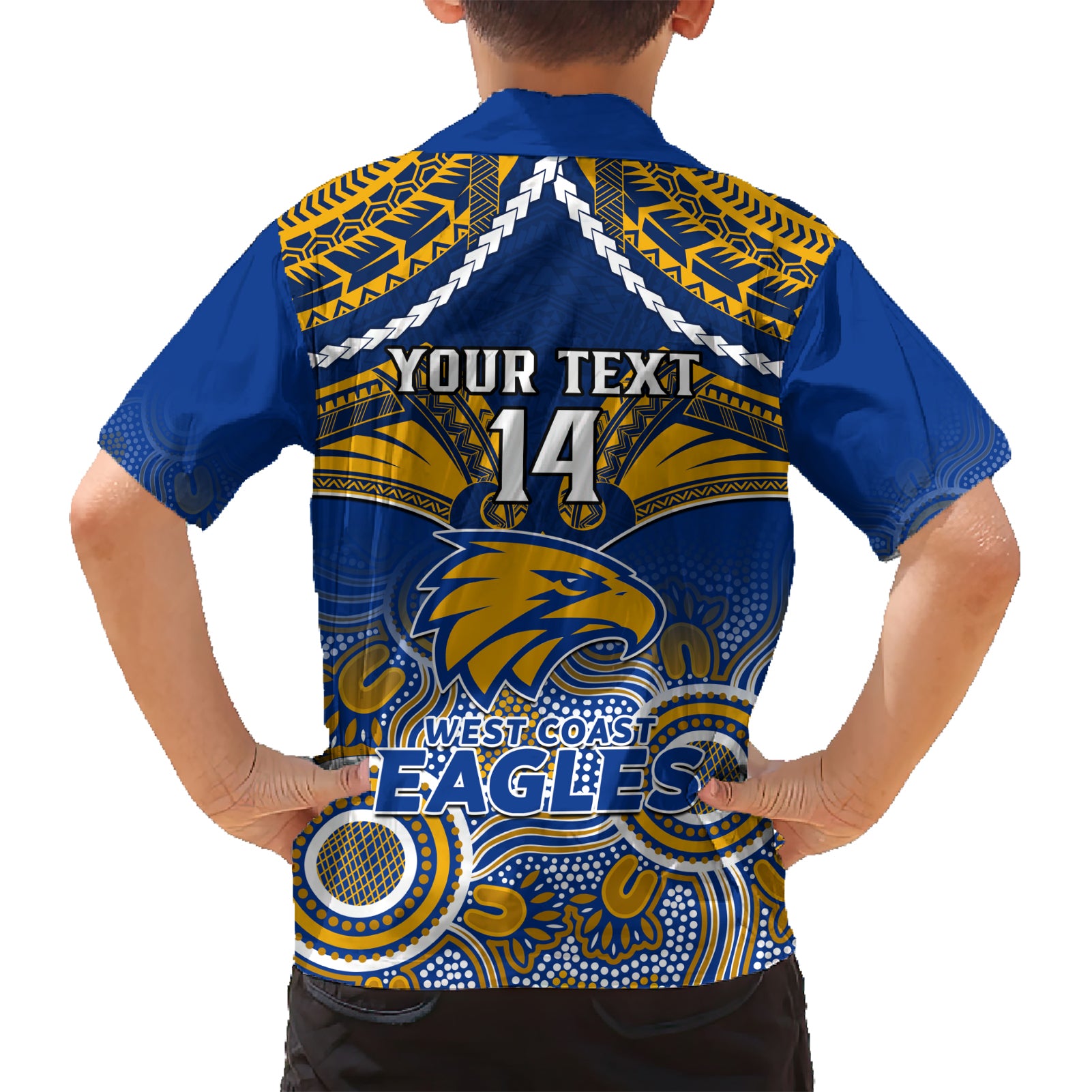 Personalised West Coast Football Hawaiian Shirt Eagles Aboriginal Mix Polynesian Pattern LT14