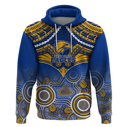Personalised West Coast Football Hoodie Eagles Aboriginal Mix Polynesian Pattern LT14