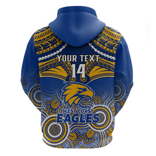 Personalised West Coast Football Hoodie Eagles Aboriginal Mix Polynesian Pattern LT14