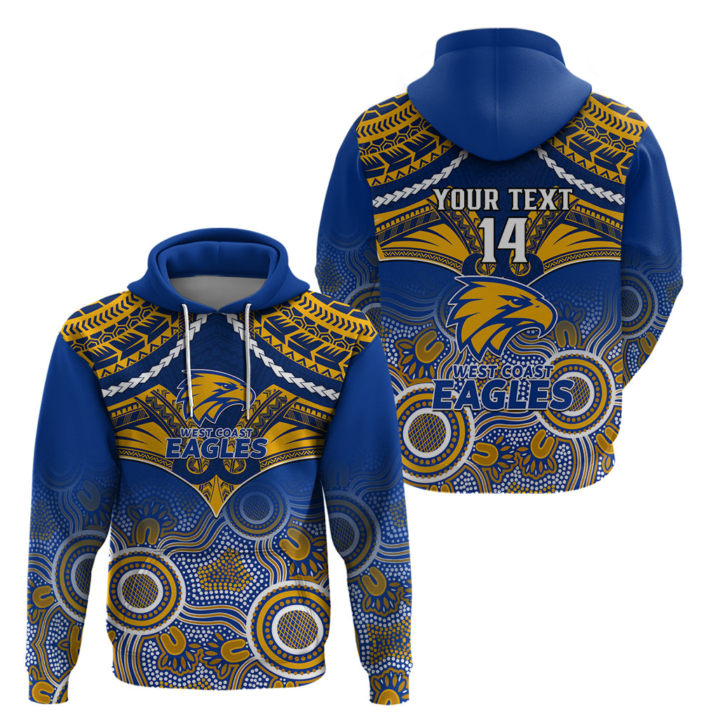Personalised West Coast Football Hoodie Eagles Aboriginal Mix Polynesian Pattern LT14