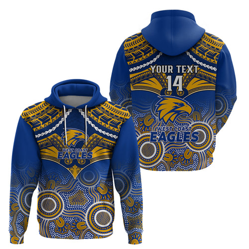 Personalised West Coast Football Hoodie Eagles Aboriginal Mix Polynesian Pattern LT14