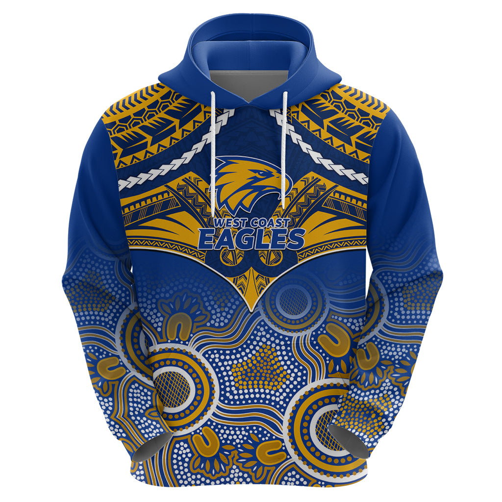 Personalised West Coast Football Hoodie Eagles Aboriginal Mix Polynesian Pattern LT14