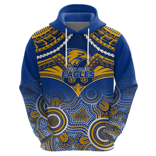 Personalised West Coast Football Hoodie Eagles Aboriginal Mix Polynesian Pattern LT14