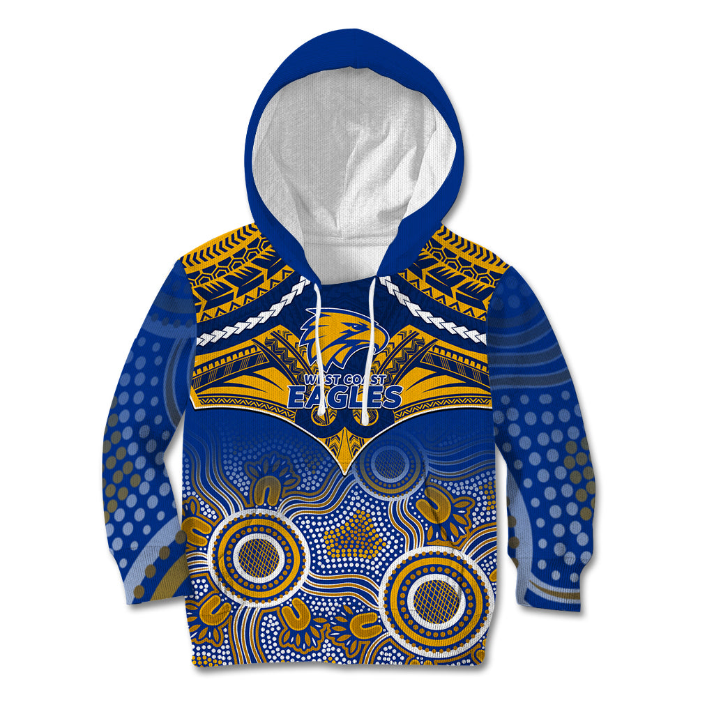 Personalised West Coast Football Kid Hoodie Eagles Aboriginal Mix Polynesian Pattern LT14
