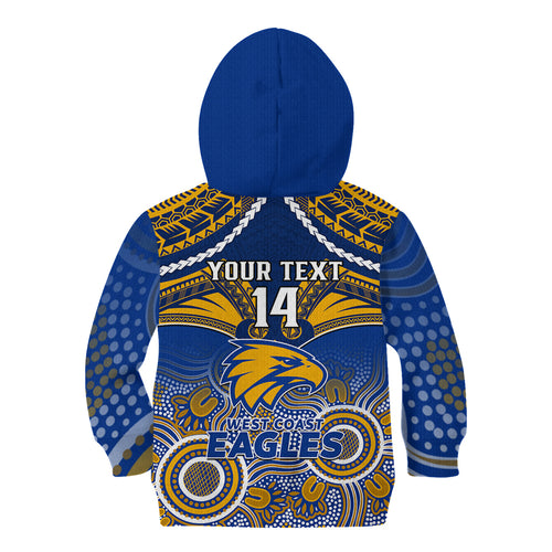 Personalised West Coast Football Kid Hoodie Eagles Aboriginal Mix Polynesian Pattern LT14