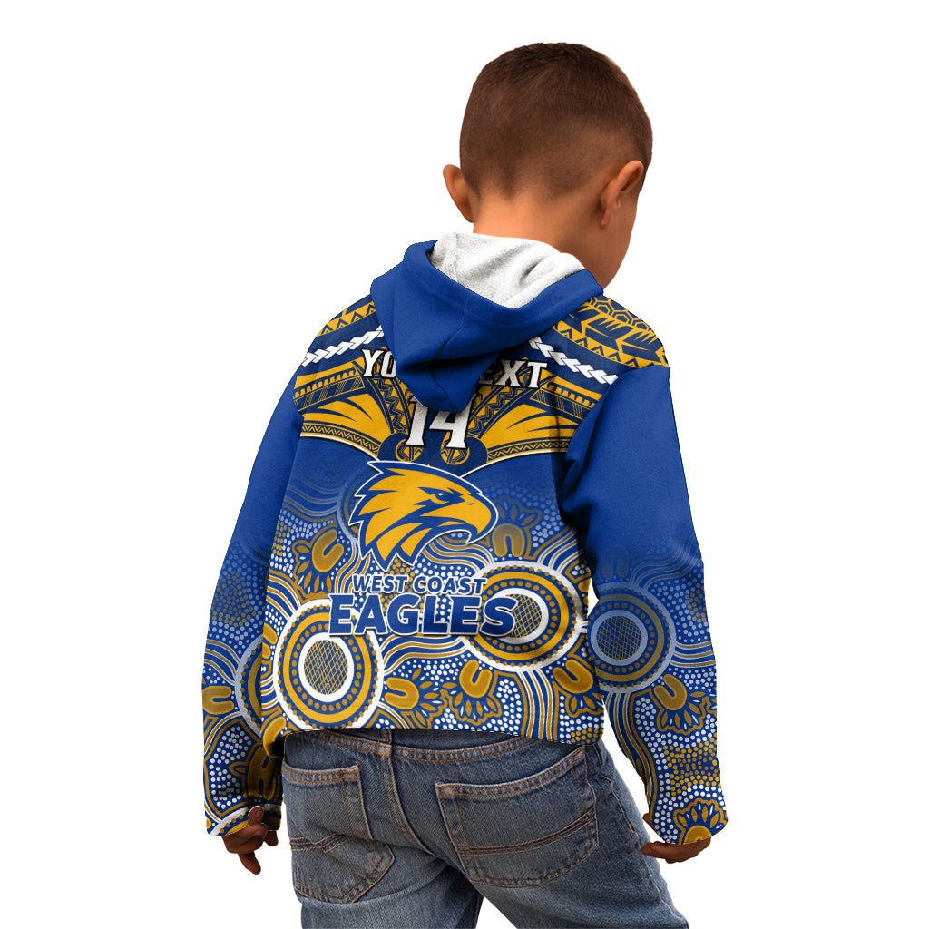Personalised West Coast Football Kid Hoodie Eagles Aboriginal Mix Polynesian Pattern LT14