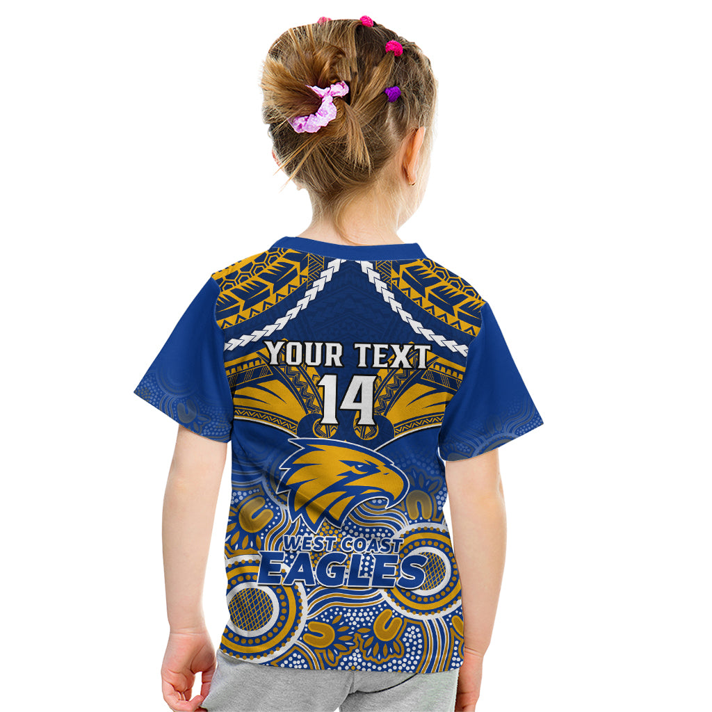 Personalised West Coast Football Kid T Shirt Eagles Aboriginal Mix Polynesian Pattern LT14
