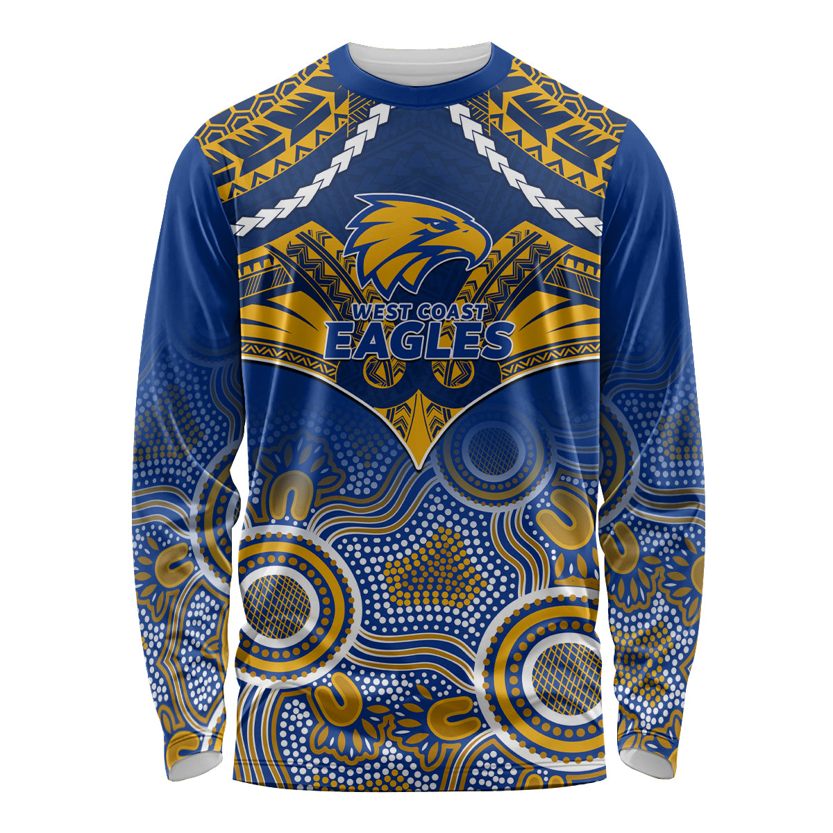 Personalised West Coast Football Long Sleeve Shirt Eagles Aboriginal Mix Polynesian Pattern LT14