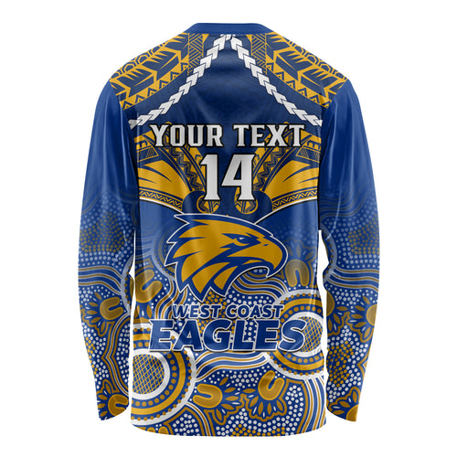 Personalised West Coast Football Long Sleeve Shirt Eagles Aboriginal Mix Polynesian Pattern LT14