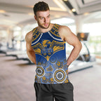 Personalised West Coast Football Men Tank Top Eagles Aboriginal Mix Polynesian Pattern LT14