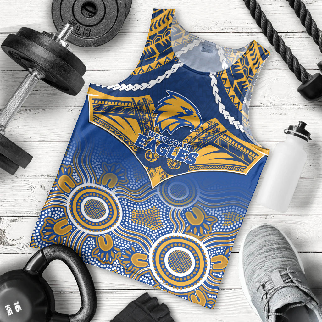 Personalised West Coast Football Men Tank Top Eagles Aboriginal Mix Polynesian Pattern LT14