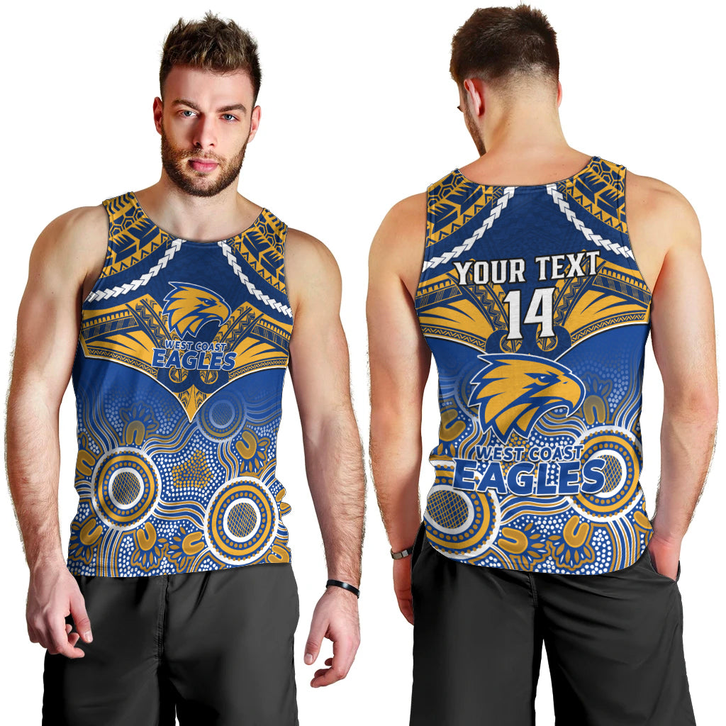 Personalised West Coast Football Men Tank Top Eagles Aboriginal Mix Polynesian Pattern LT14