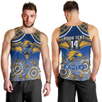 Personalised West Coast Football Men Tank Top Eagles Aboriginal Mix Polynesian Pattern LT14