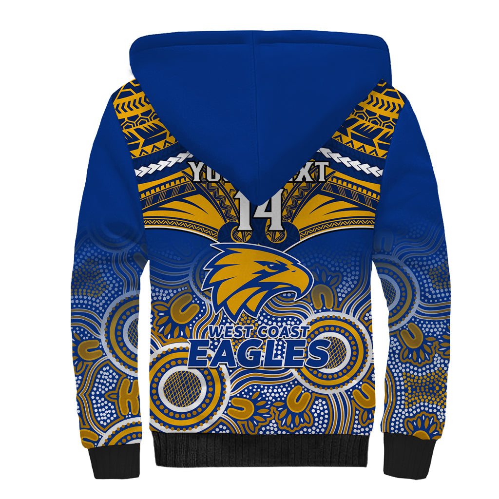 Personalised West Coast Football Sherpa Hoodie Eagles Aboriginal Mix Polynesian Pattern LT14