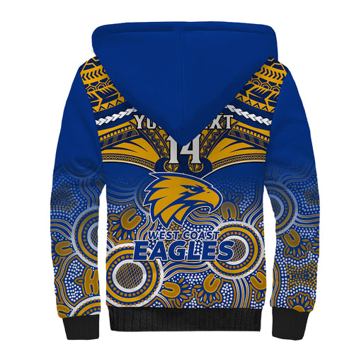 Personalised West Coast Football Sherpa Hoodie Eagles Aboriginal Mix Polynesian Pattern LT14