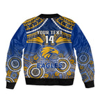 Personalised West Coast Football Sleeve Zip Bomber Jacket Eagles Aboriginal Mix Polynesian Pattern LT14