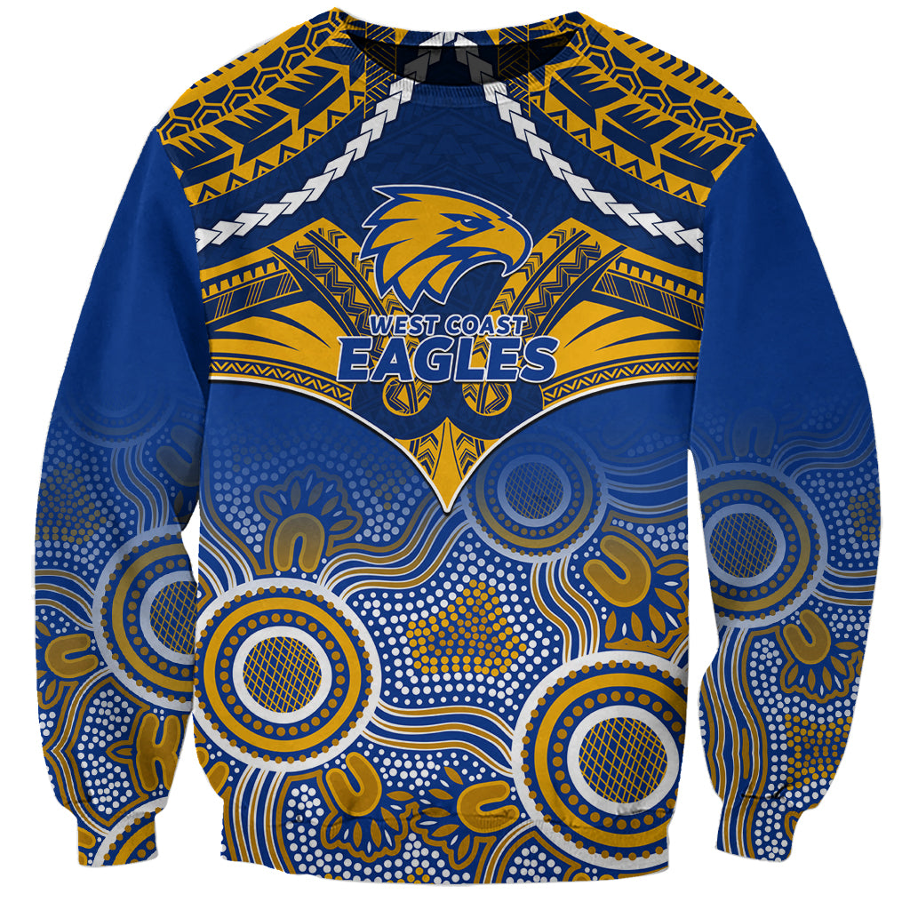 Personalised West Coast Football Sweatshirt Eagles Aboriginal Mix Polynesian Pattern LT14