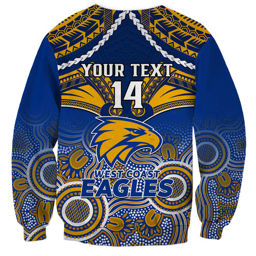 Personalised West Coast Football Sweatshirt Eagles Aboriginal Mix Polynesian Pattern LT14