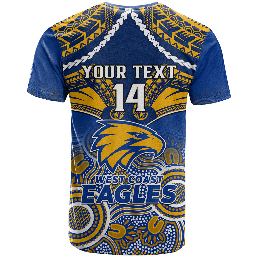 Personalised West Coast Football T Shirt Eagles Aboriginal Mix Polynesian Pattern LT14