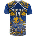 Personalised West Coast Football T Shirt Eagles Aboriginal Mix Polynesian Pattern LT14