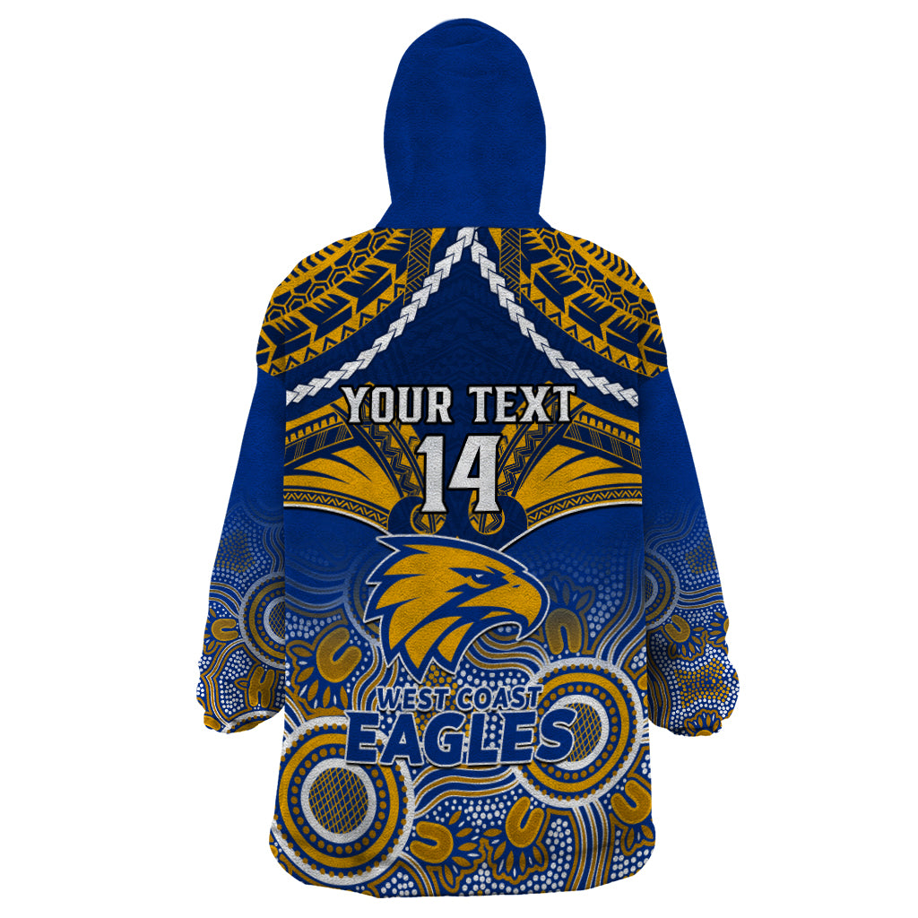 Personalised West Coast Football Wearable Blanket Hoodie Eagles Aboriginal Mix Polynesian Pattern LT14