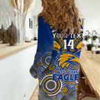 Personalised West Coast Football Women Casual Shirt Eagles Aboriginal Mix Polynesian Pattern LT14