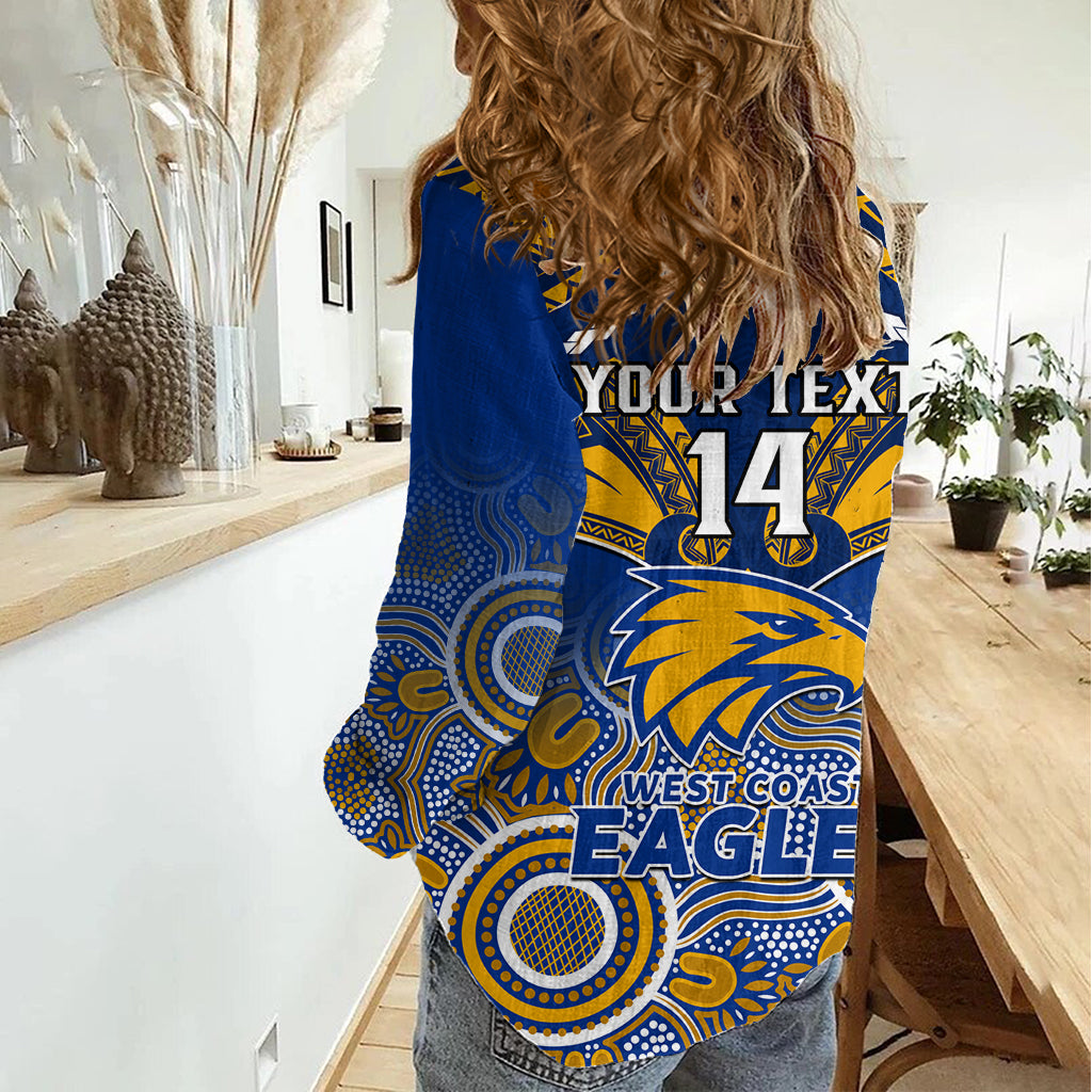 Personalised West Coast Football Women Casual Shirt Eagles Aboriginal Mix Polynesian Pattern LT14