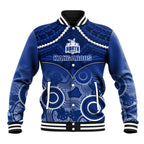 North Melbourne Football Baseball Jacket Kangaroos Aboriginal Mix Polynesian Pattern LT14