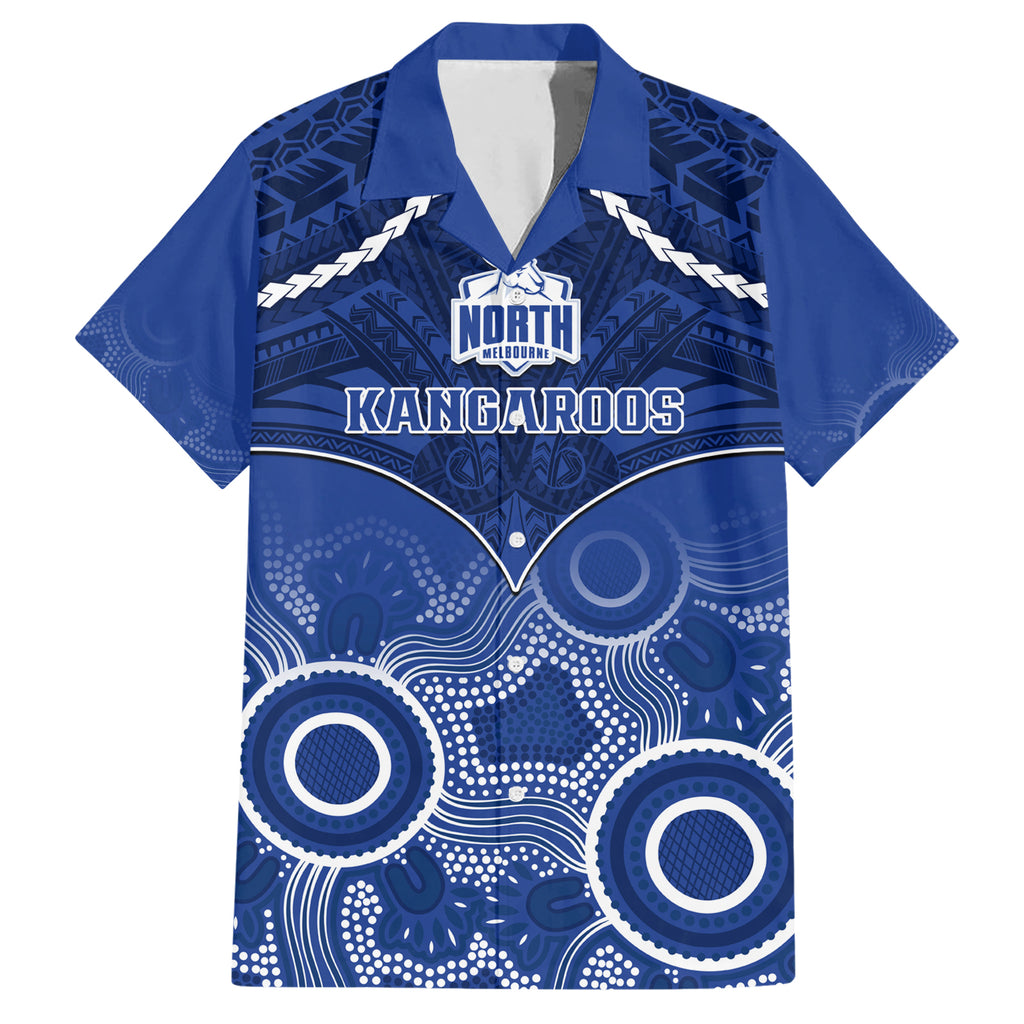 North Melbourne Football Hawaiian Shirt Kangaroos Aboriginal Mix Polynesian Pattern LT14