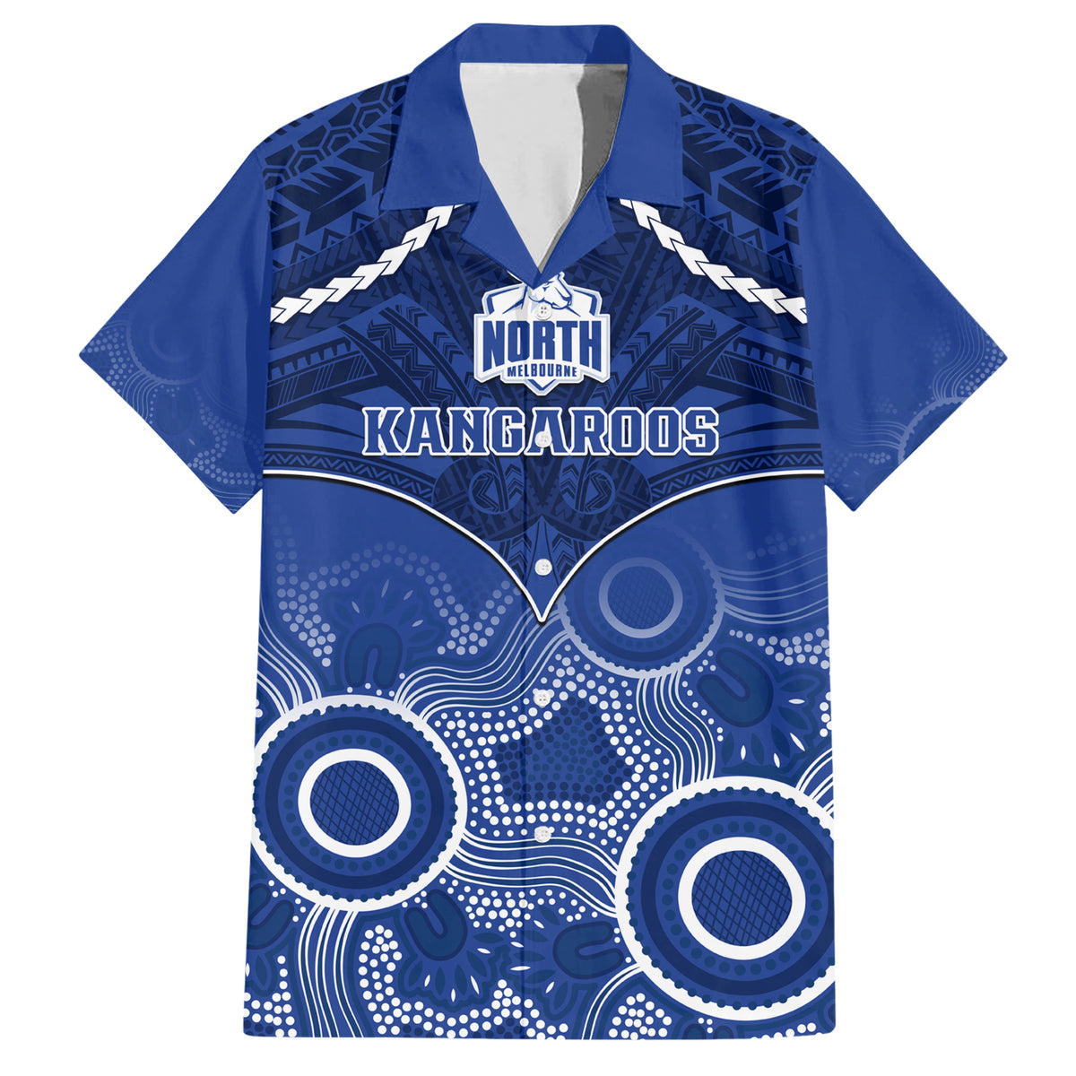 North Melbourne Football Hawaiian Shirt Kangaroos Aboriginal Mix Polynesian Pattern LT14