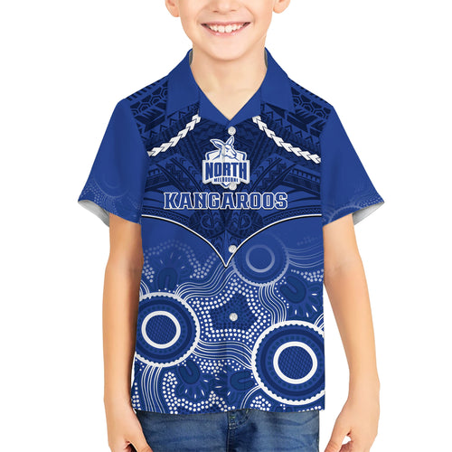 North Melbourne Football Hawaiian Shirt Kangaroos Aboriginal Mix Polynesian Pattern LT14