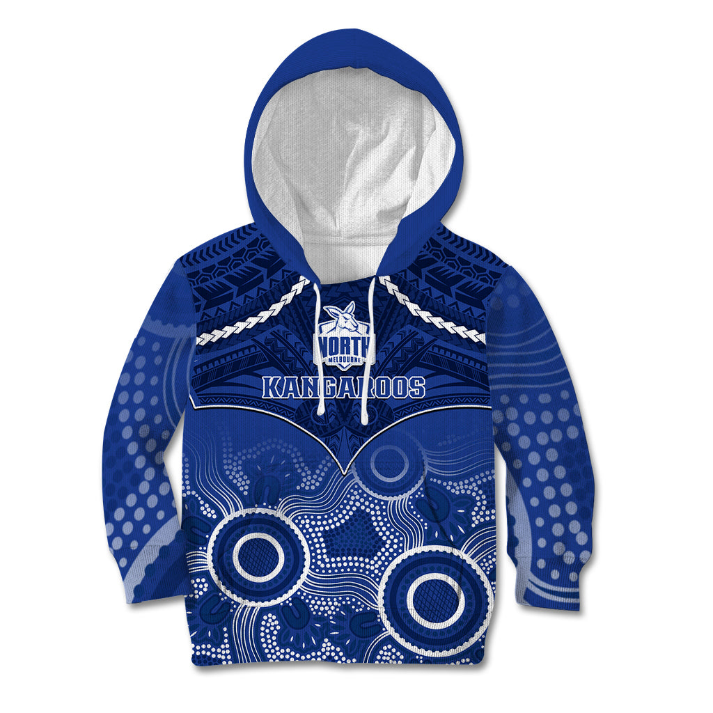 North Melbourne Football Kid Hoodie Kangaroos Aboriginal Mix Polynesian Pattern LT14