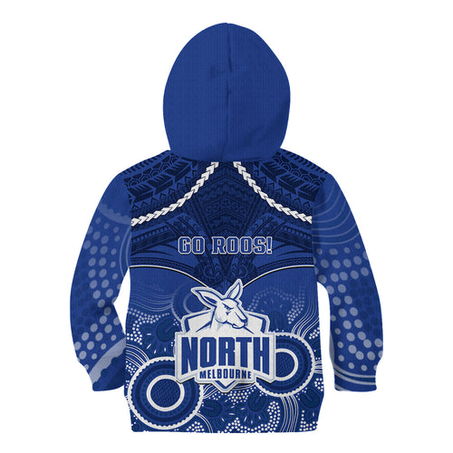 North Melbourne Football Kid Hoodie Kangaroos Aboriginal Mix Polynesian Pattern LT14