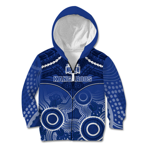 North Melbourne Football Kid Hoodie Kangaroos Aboriginal Mix Polynesian Pattern LT14