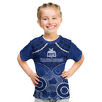 North Melbourne Football Kid T Shirt Kangaroos Aboriginal Mix Polynesian Pattern LT14