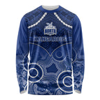 North Melbourne Football Long Sleeve Shirt Kangaroos Aboriginal Mix Polynesian Pattern LT14