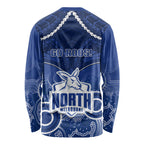 North Melbourne Football Long Sleeve Shirt Kangaroos Aboriginal Mix Polynesian Pattern LT14