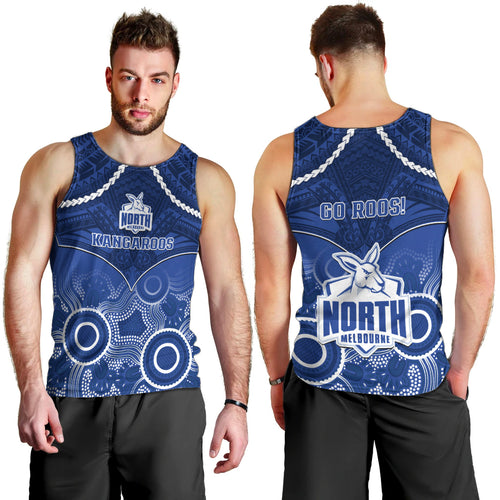 North Melbourne Football Men Tank Top Kangaroos Aboriginal Mix Polynesian Pattern LT14