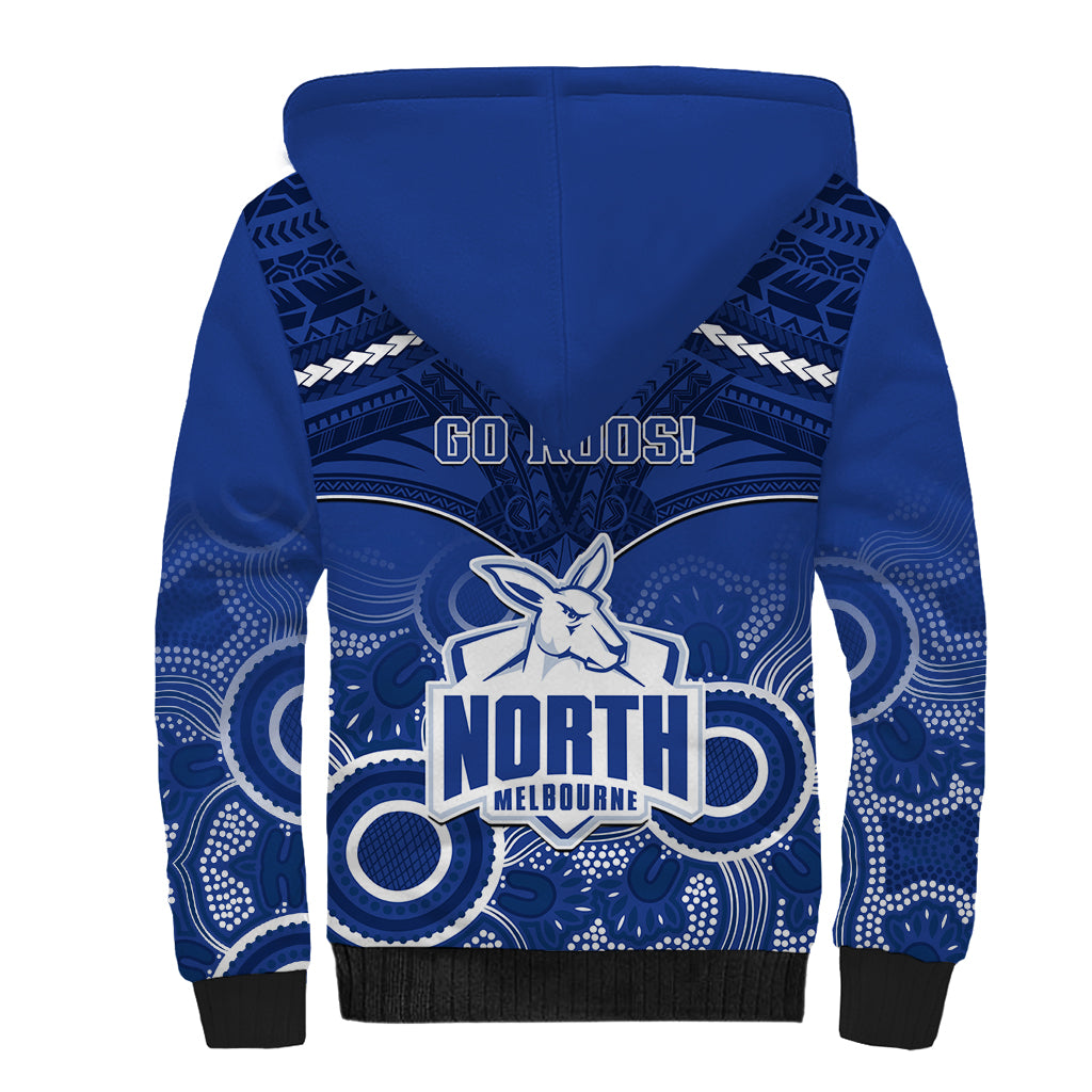North Melbourne Football Sherpa Hoodie Kangaroos Aboriginal Mix Polynesian Pattern LT14