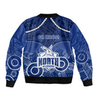 North Melbourne Football Sleeve Zip Bomber Jacket Kangaroos Aboriginal Mix Polynesian Pattern LT14