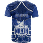 North Melbourne Football T Shirt Kangaroos Aboriginal Mix Polynesian Pattern LT14