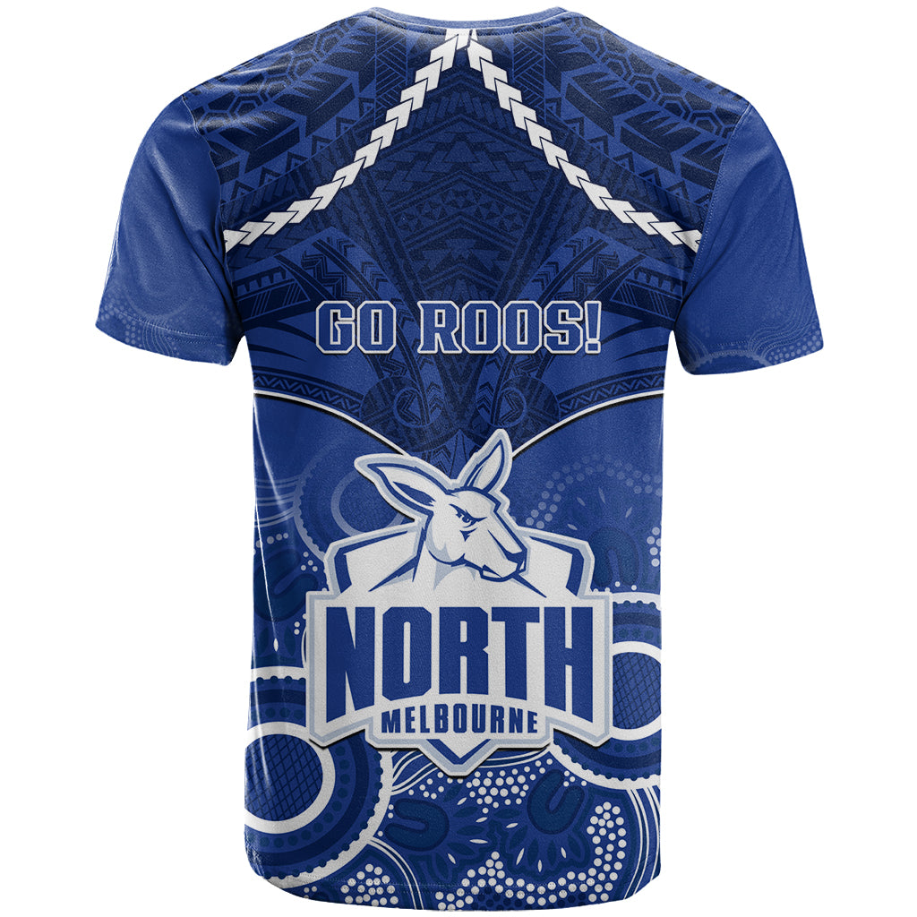 North Melbourne Football T Shirt Kangaroos Aboriginal Mix Polynesian Pattern LT14